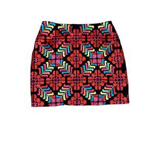 Beautiful Red Tribal Boho Mexican Western Indie Casual Skirt Embroidered Size M